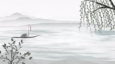 中国风水墨清明细雨杨柳动态背景合成视频视频的预览图